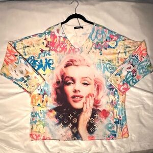 Lerouge Paris Oversized Love Graffiti Marilyn Monroe Tunic Shirt Top XL XXL
